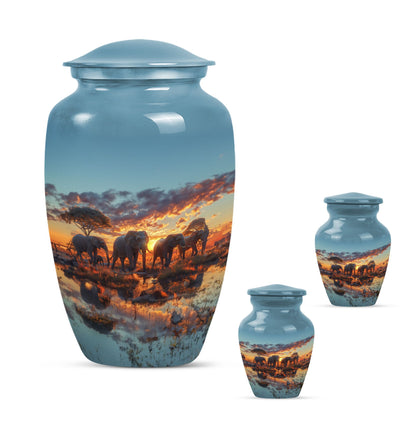 Classic abstract elephant family urn for adult male dad.