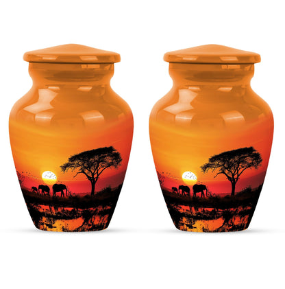 Elephant Family classic aluminium urn for adult ashes.