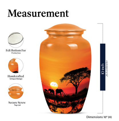 Elephant Family classic aluminium urn for adult ashes.