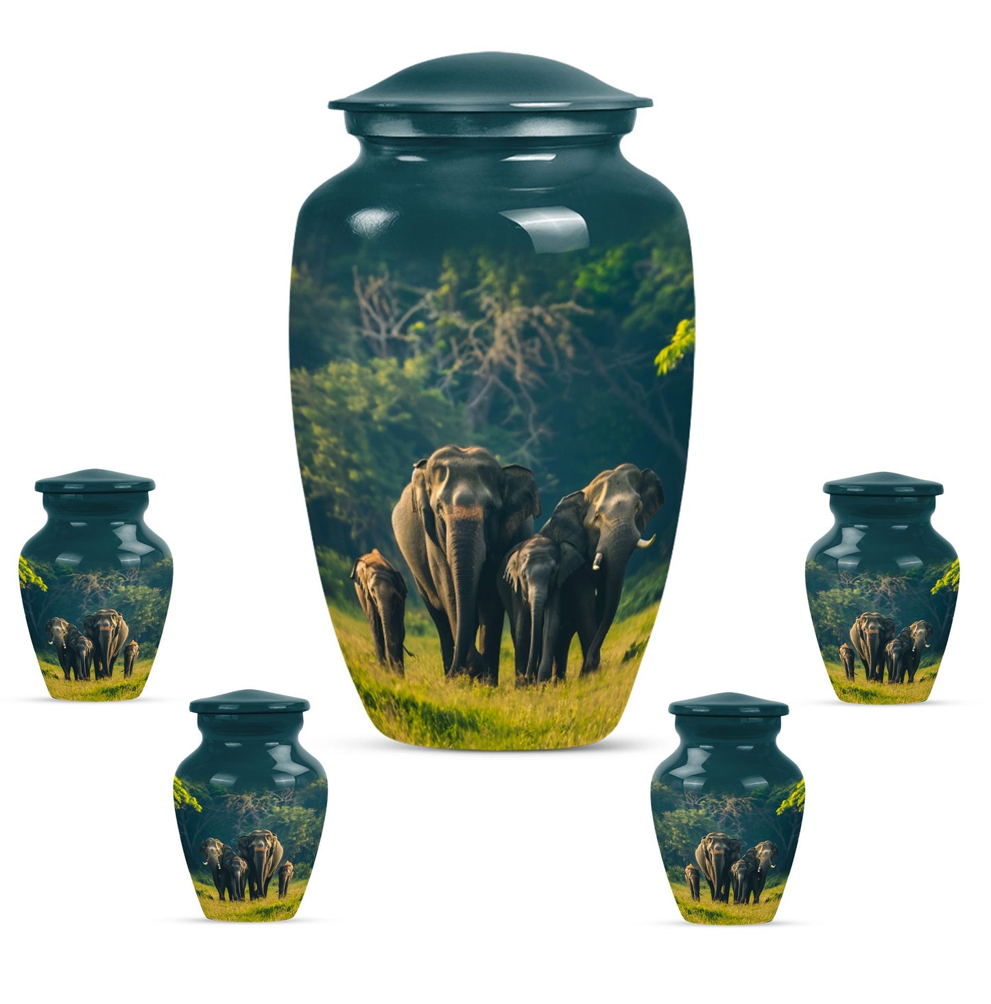 Personalized Elephant Memorial Urn for Human Ashes - 10-inch, 200 cu in - Yatskia