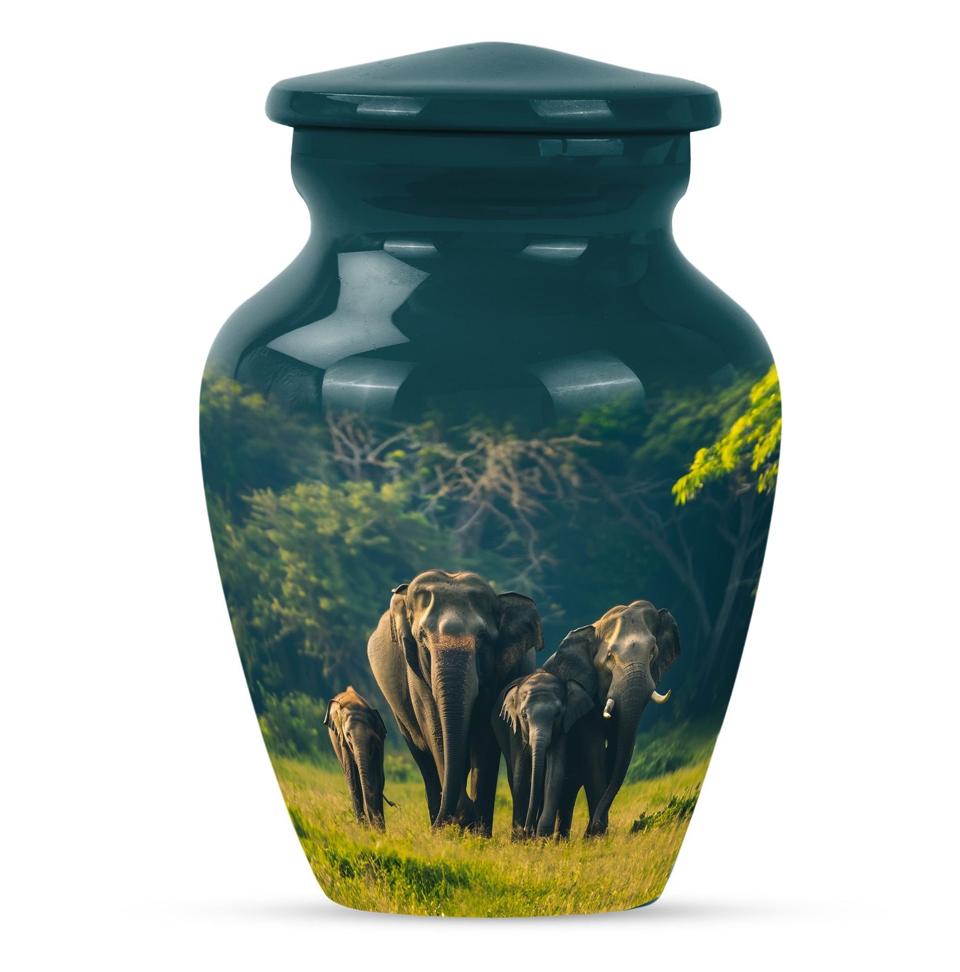 Elegant 10 inch classic aluminium elephant family urn with personalized engraving option for memorial ashes