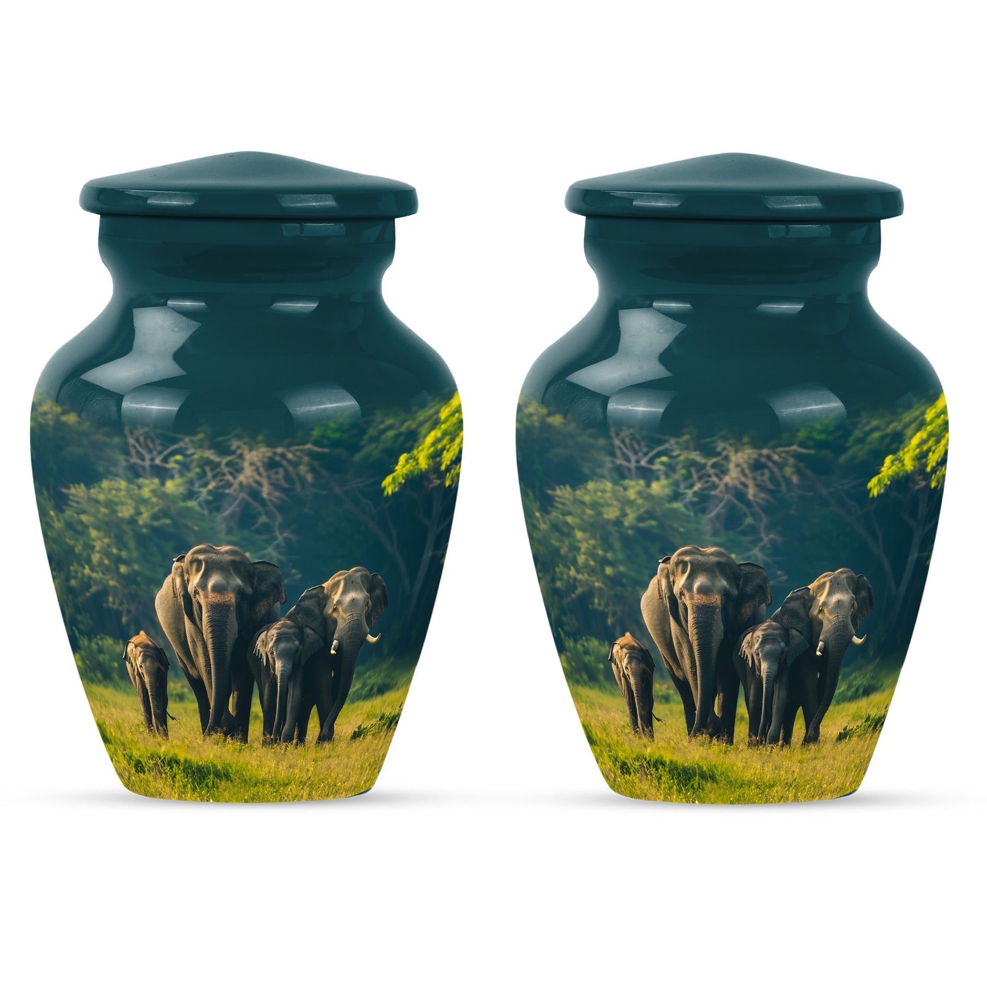 Elegant 10 inch classic aluminium elephant family urn with personalized engraving option for memorial ashes