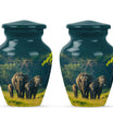 Elegant 10 inch classic aluminium elephant family urn with personalized engraving option for memorial ashes