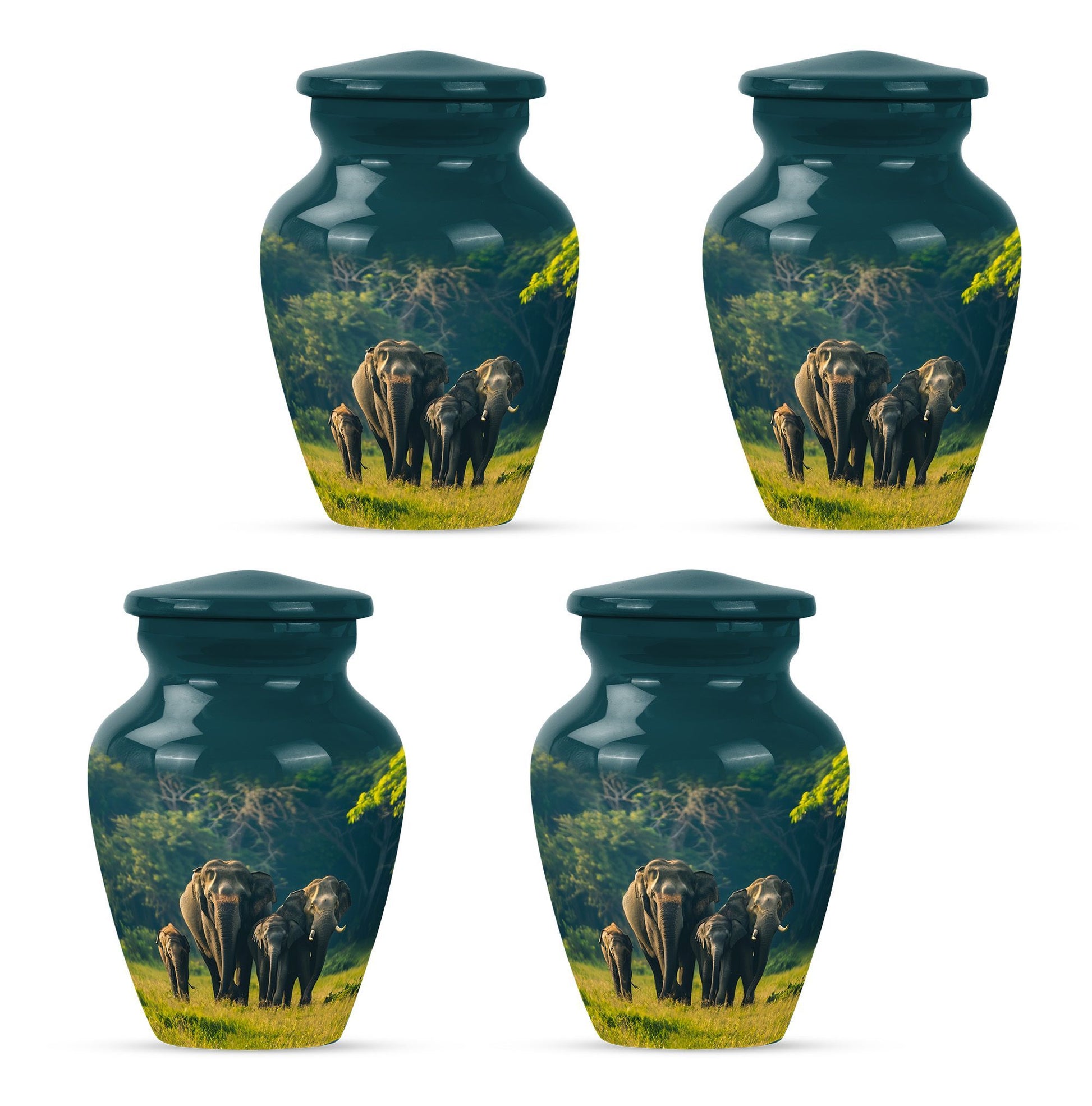 Elegant 10 inch classic aluminium elephant family urn with personalized engraving option for memorial ashes