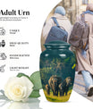 Elegant 10 inch classic aluminium elephant family urn with personalized engraving option for memorial ashes