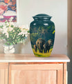 Elegant 10 inch classic aluminium elephant family urn with personalized engraving option for memorial ashes