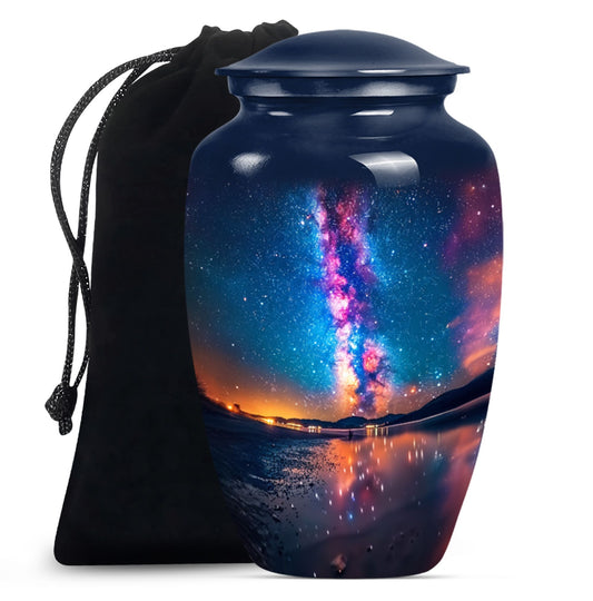Classic, 10-inch metallic Milkyway urn for women.