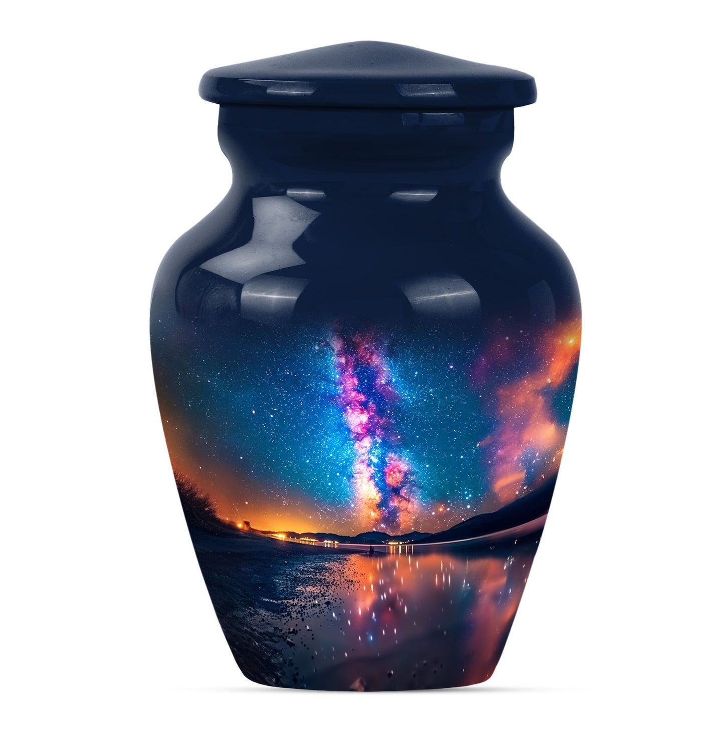 Classic, 10-inch metallic Milkyway urn for women.