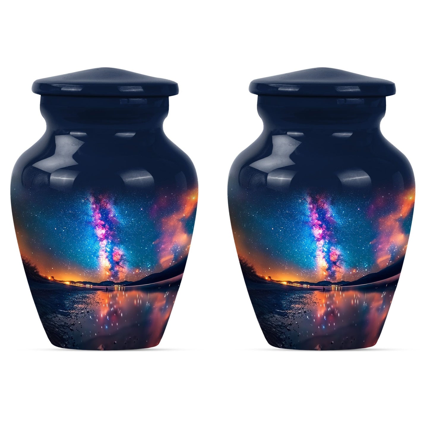 Classic, 10-inch metallic Milkyway urn for women.