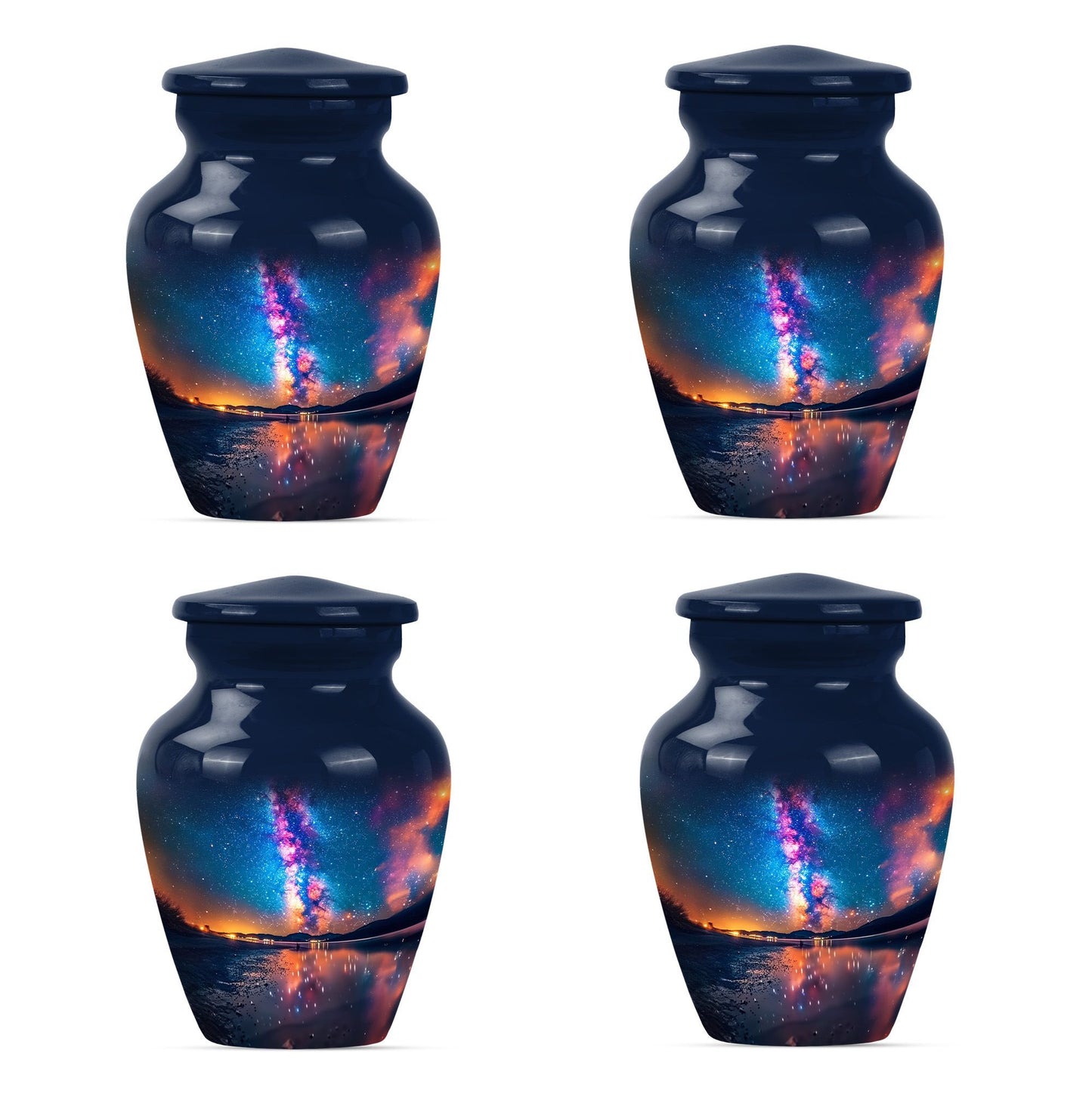 Classic, 10-inch metallic Milkyway urn for women.