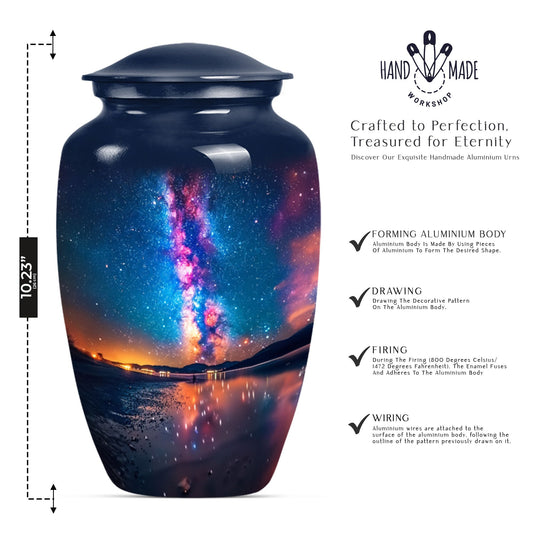 Classic, 10-inch metallic Milkyway urn for women.