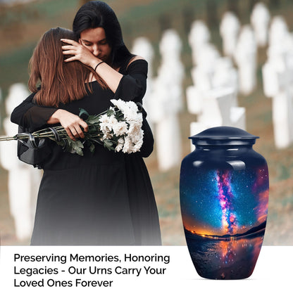 Classic, 10-inch metallic Milkyway urn for women.