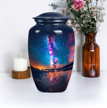 Classic, 10-inch metallic Milkyway urn for women.