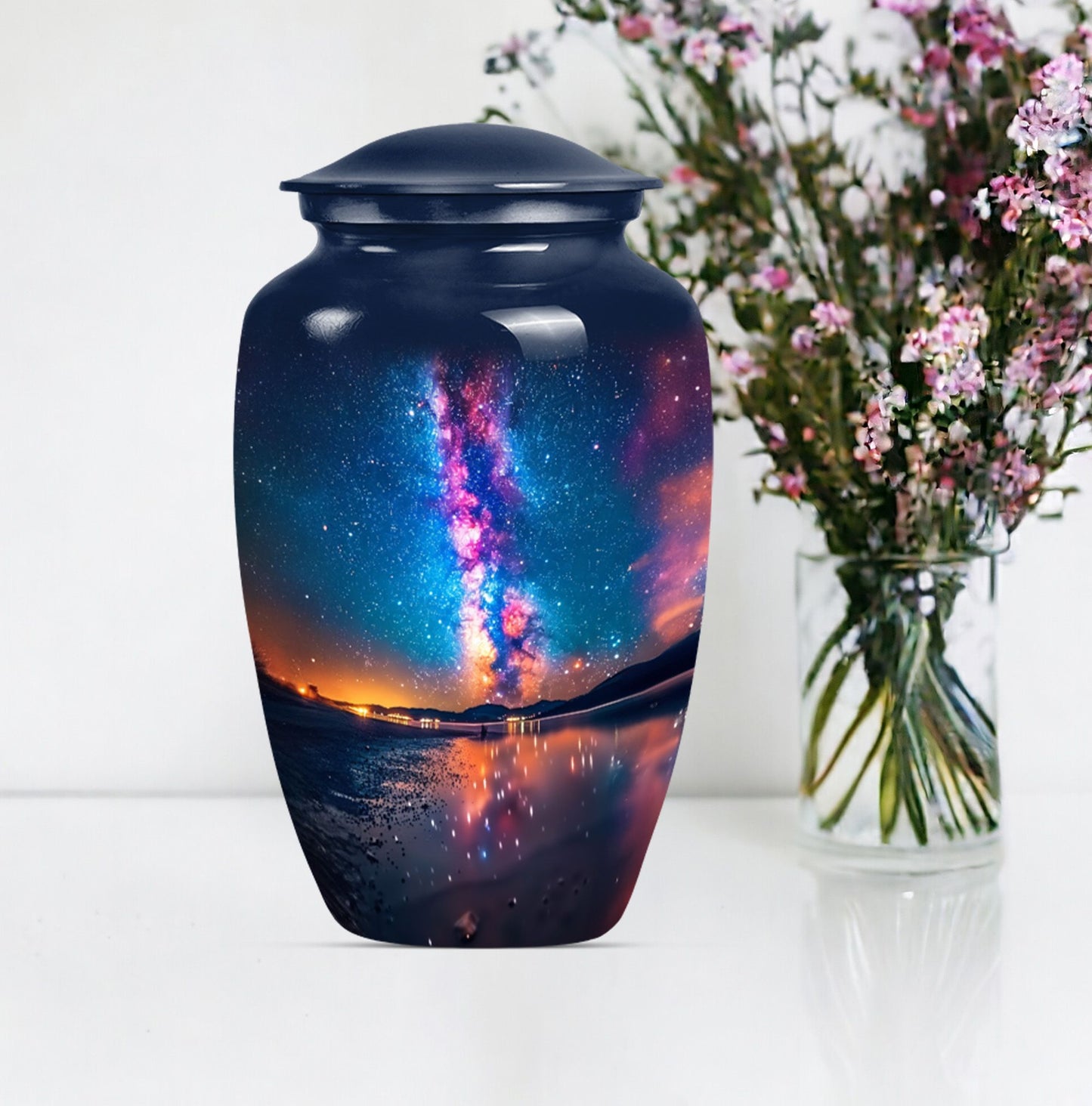 Classic, 10-inch metallic Milkyway urn for women.
