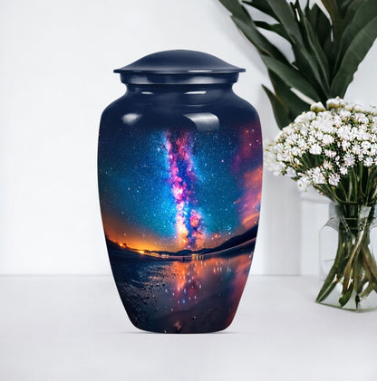 Classic, 10-inch metallic Milkyway urn for women.