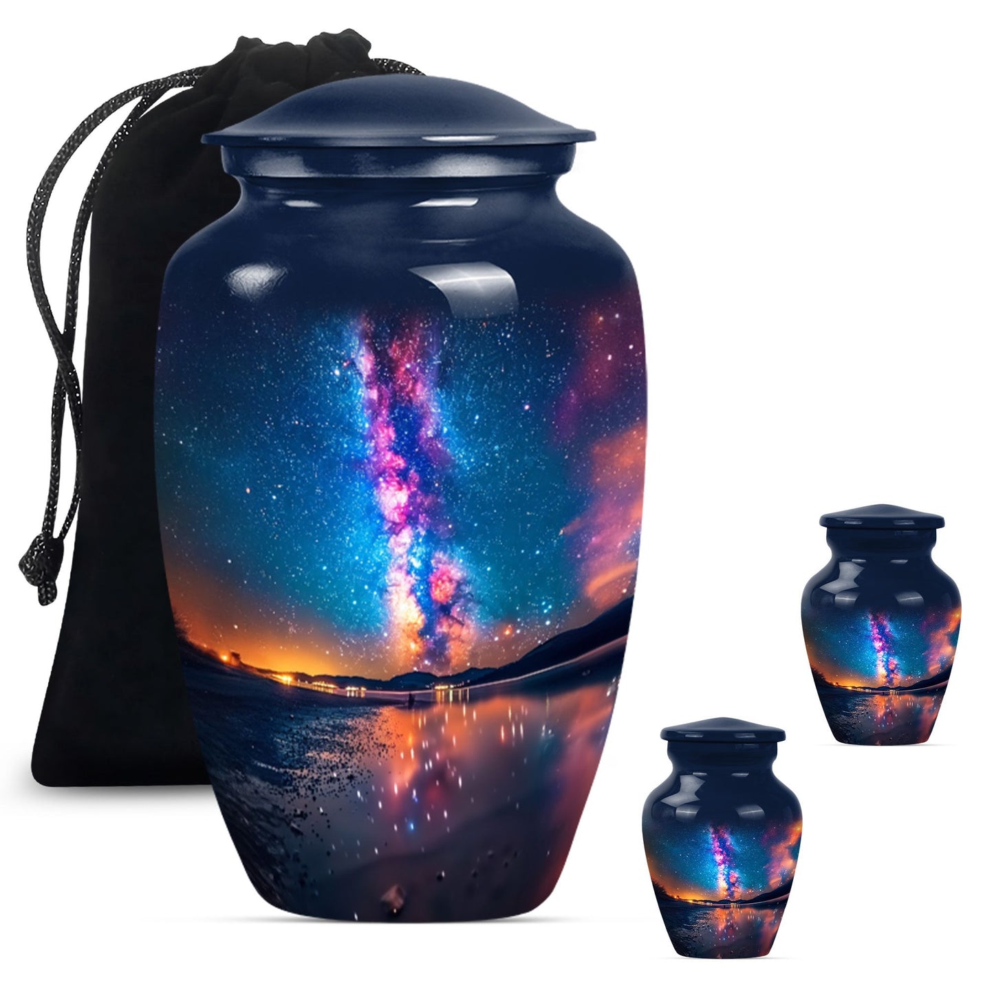 Classic, 10-inch metallic Milkyway urn for women.