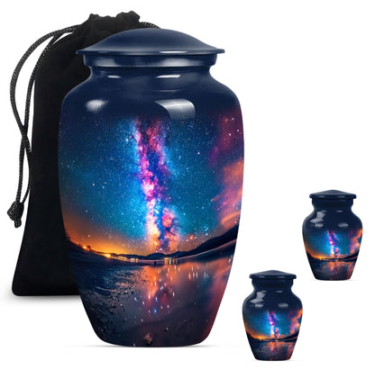 Classic, 10-inch metallic Milkyway urn for women.
