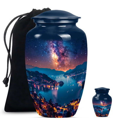 Milkyway Adult Urn Large Funeral Urn - Galaxy Decorative Urns For Ashes