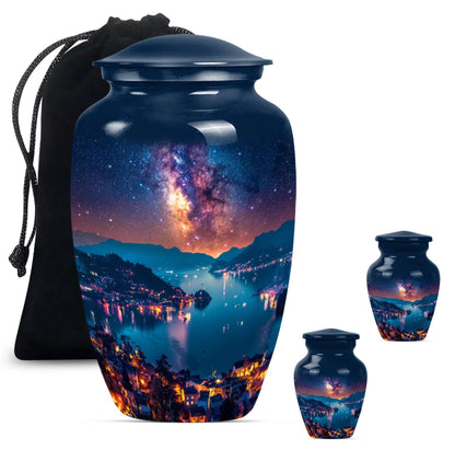 Milkyway Adult Urn Large Funeral Urn - Galaxy Decorative Urns For Ashes