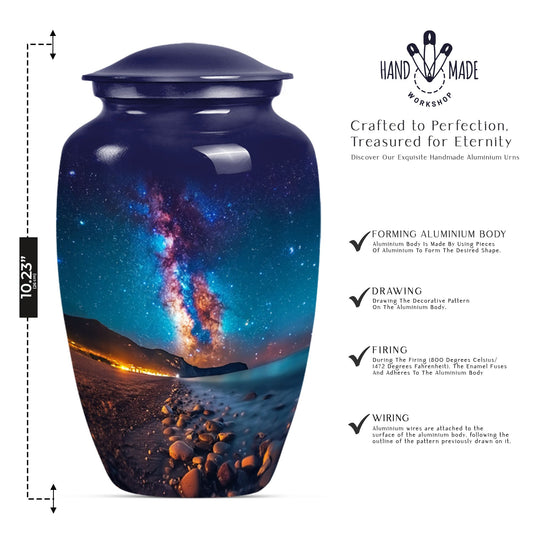 10-inch Classic milkyway urn, large funeral urn for human ashes adult.