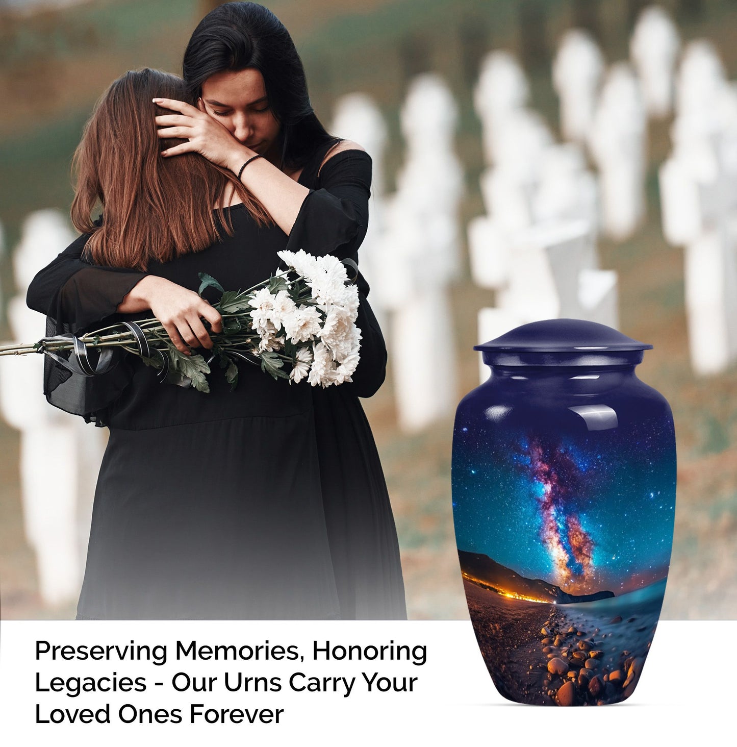10-inch Classic milkyway urn, large funeral urn for human ashes adult.