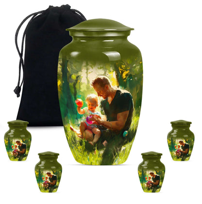 Father & Kids Large & Small Cremation Urns For Human Ashes