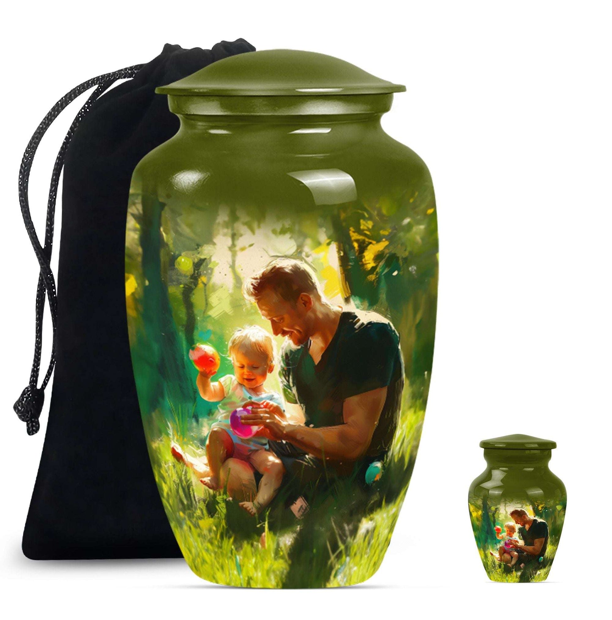 Father & Kids Large & Small Cremation Urns For Human Ashes