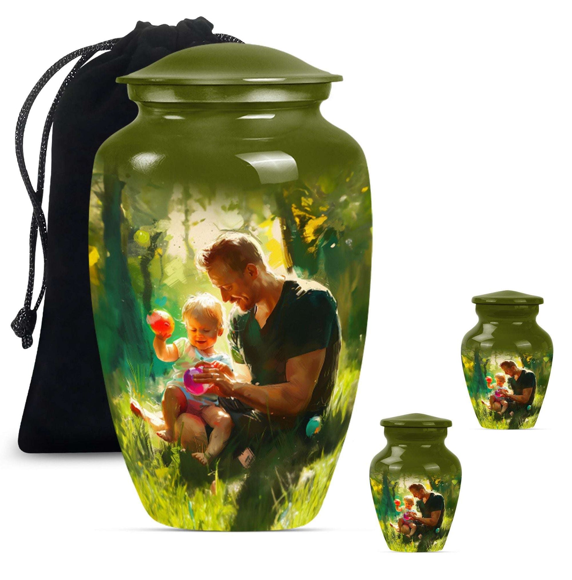 Father & Kids Large & Small Cremation Urns For Human Ashes