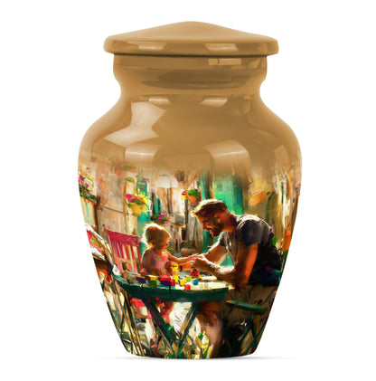 Father cremation urn.