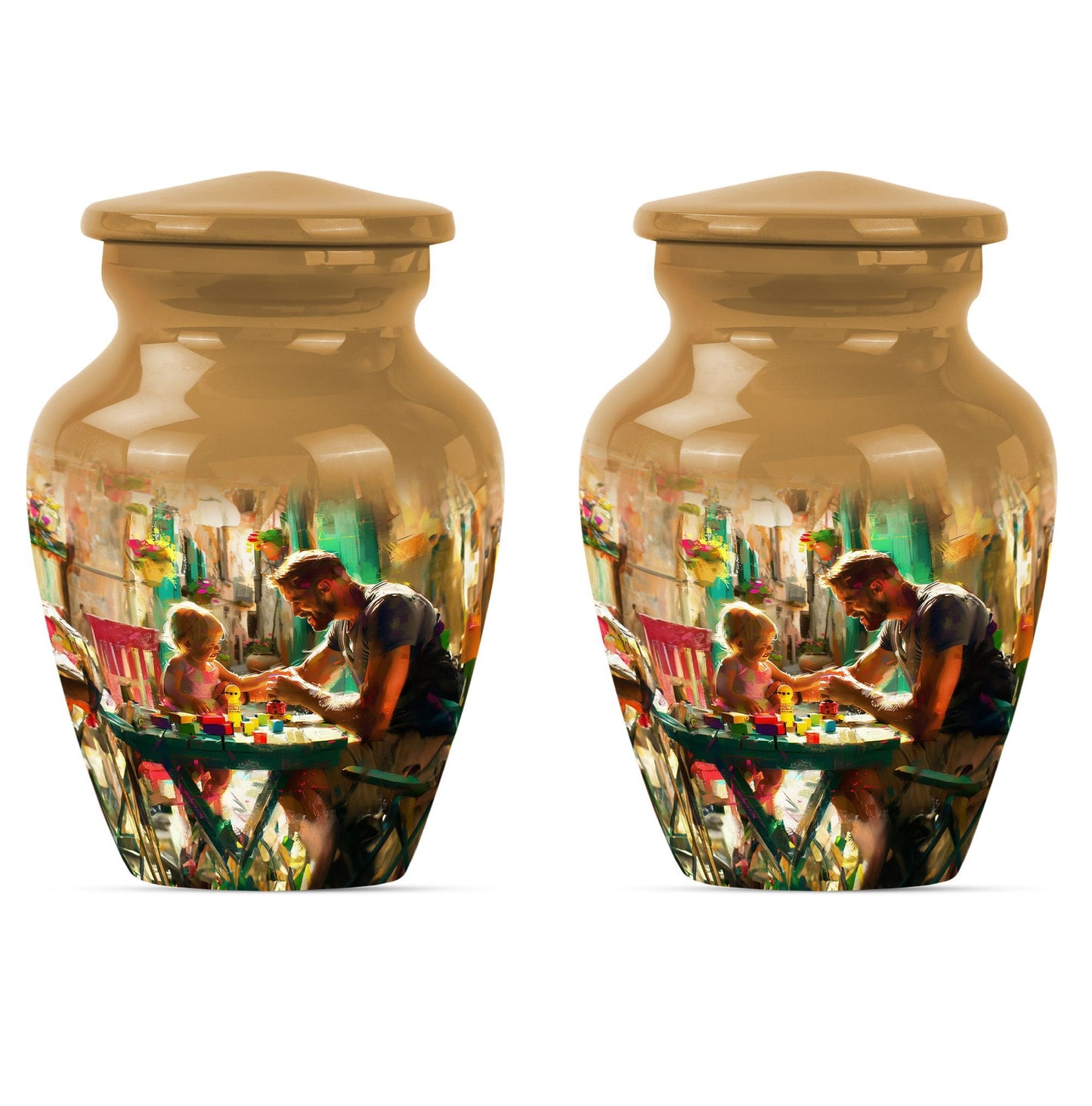 Father cremation urn.