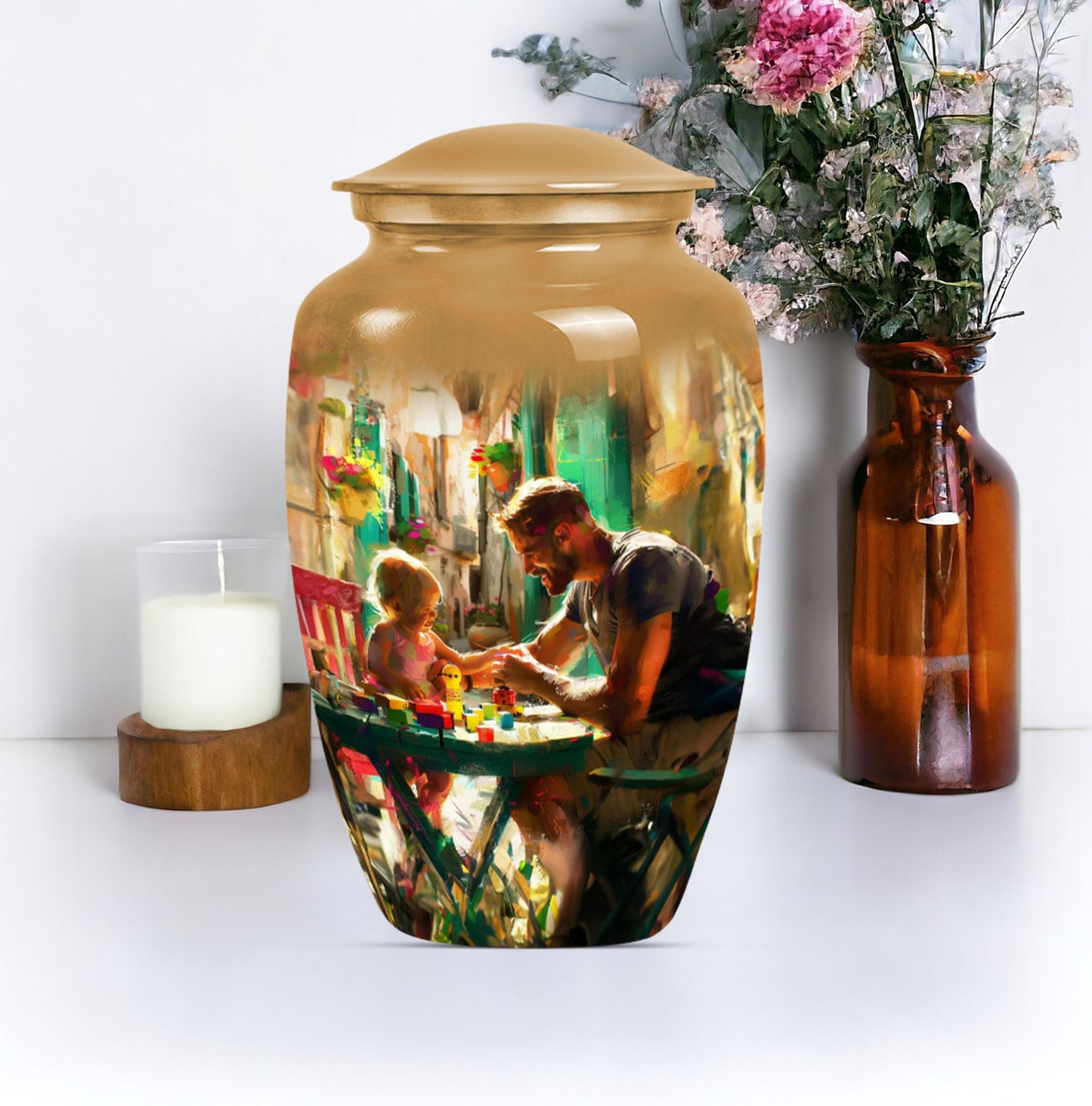 Father cremation urn.