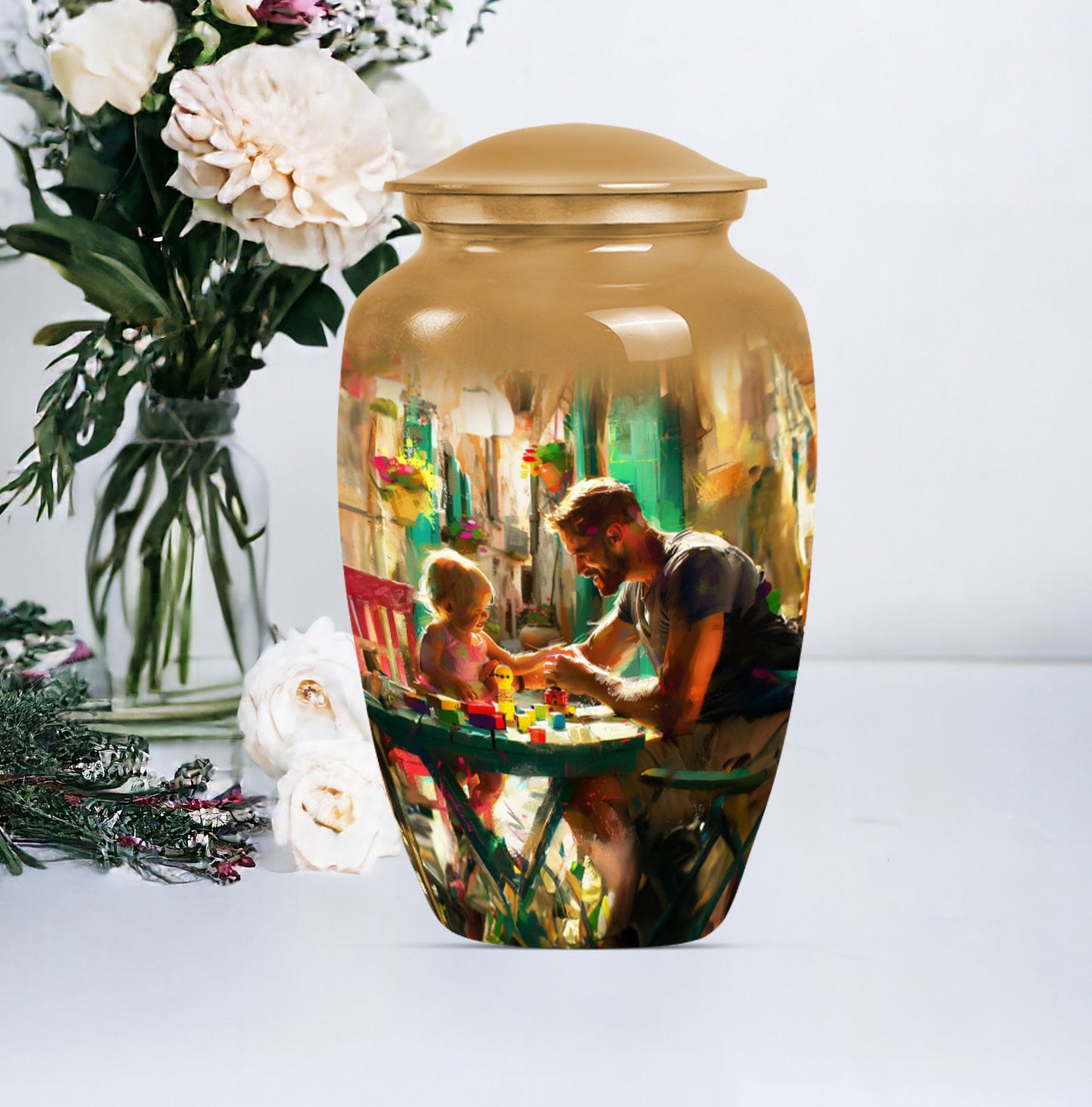 Father cremation urn.