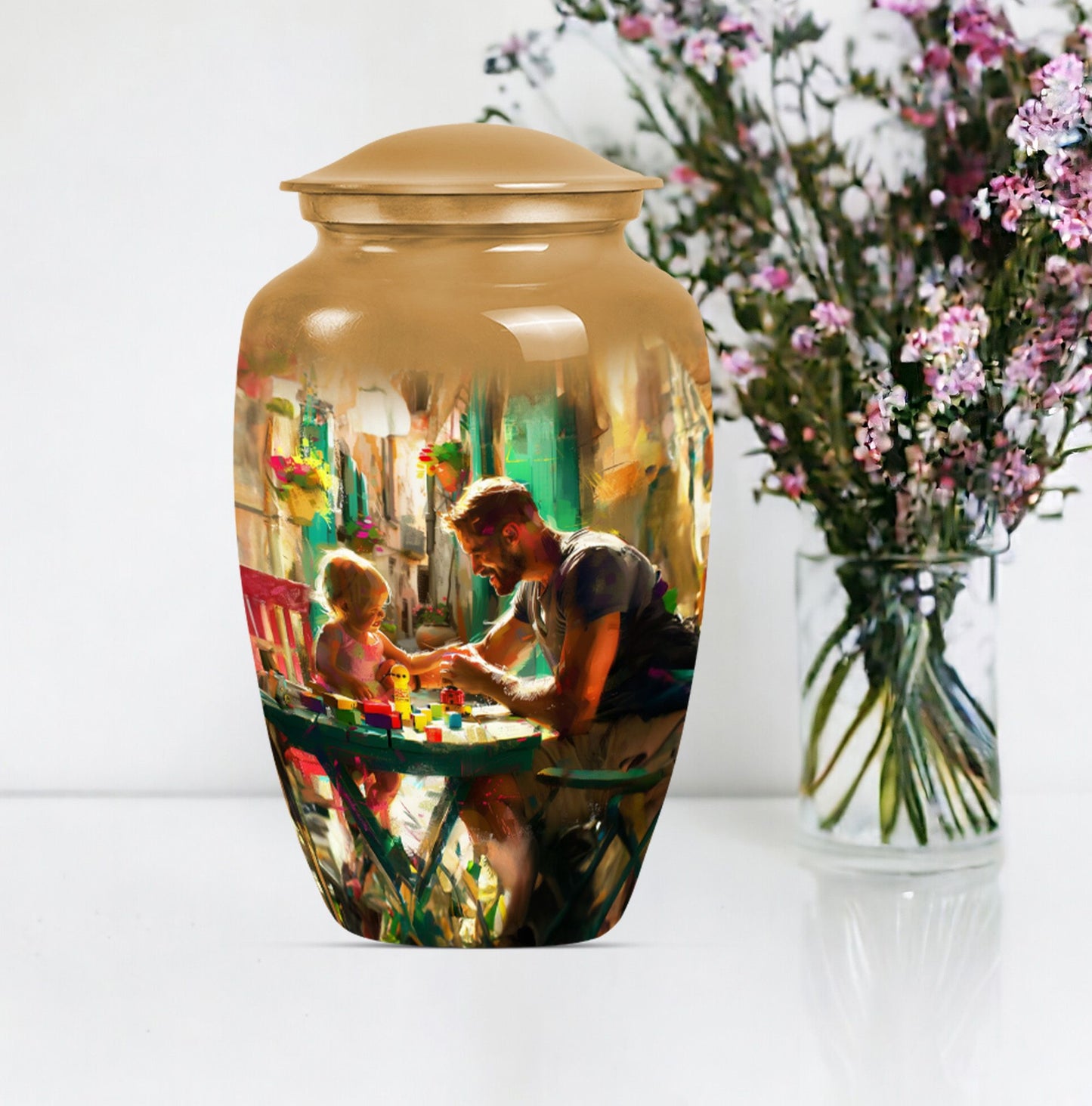 Father cremation urn.