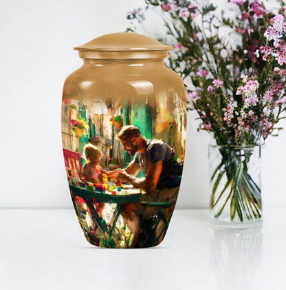 Father cremation urn.