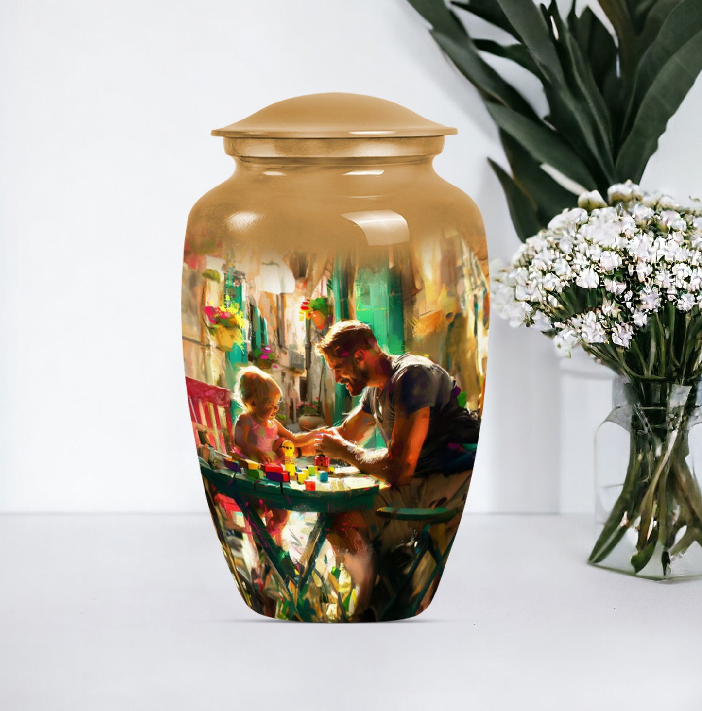 Father cremation urn.