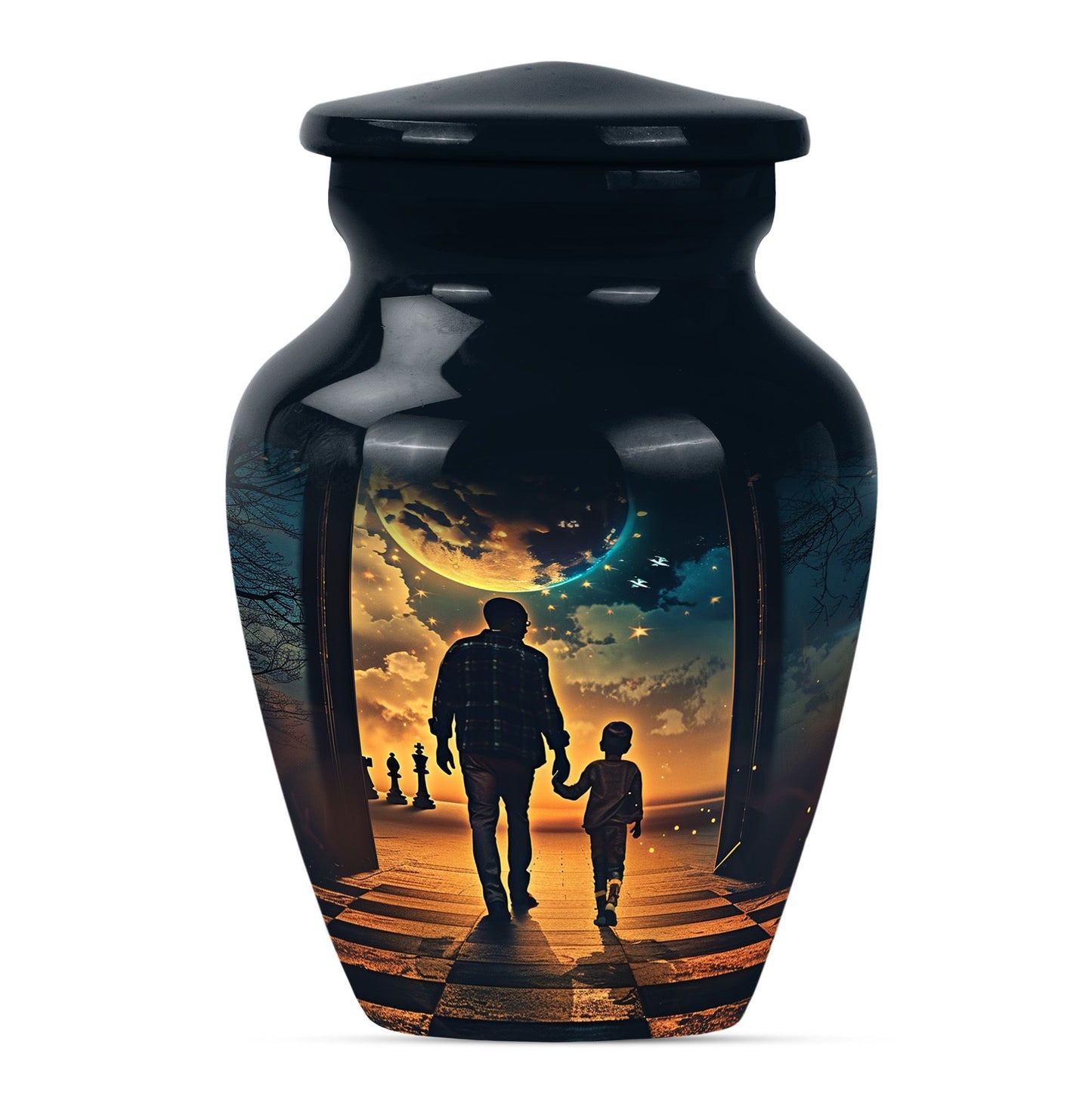 Personalized Father Keepsake Urn for Human Ashes - 10-inch, 200 cu in - Yatskia