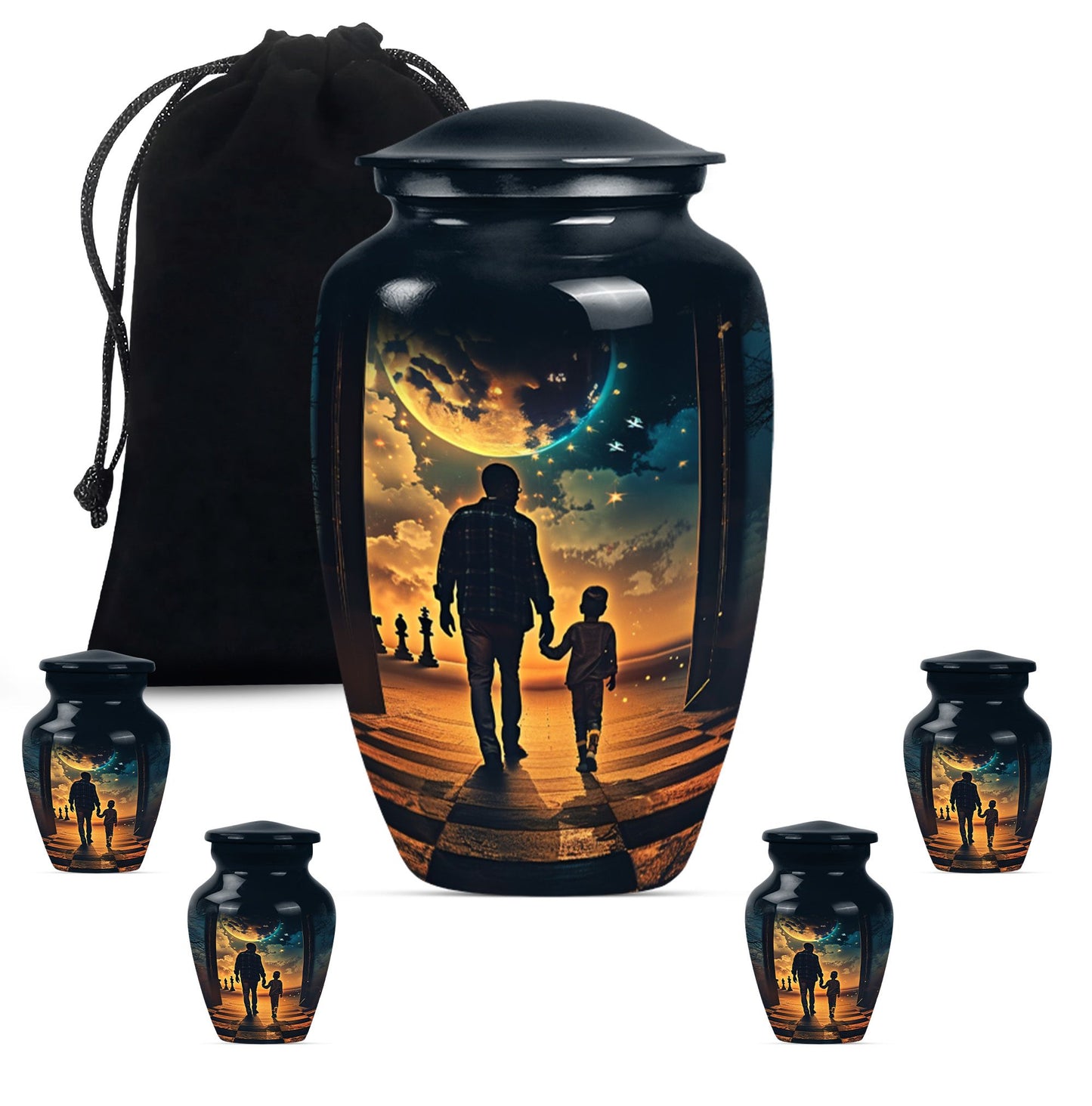 Personalized Father Keepsake Urn for Human Ashes - 10-inch, 200 cu in - Yatskia