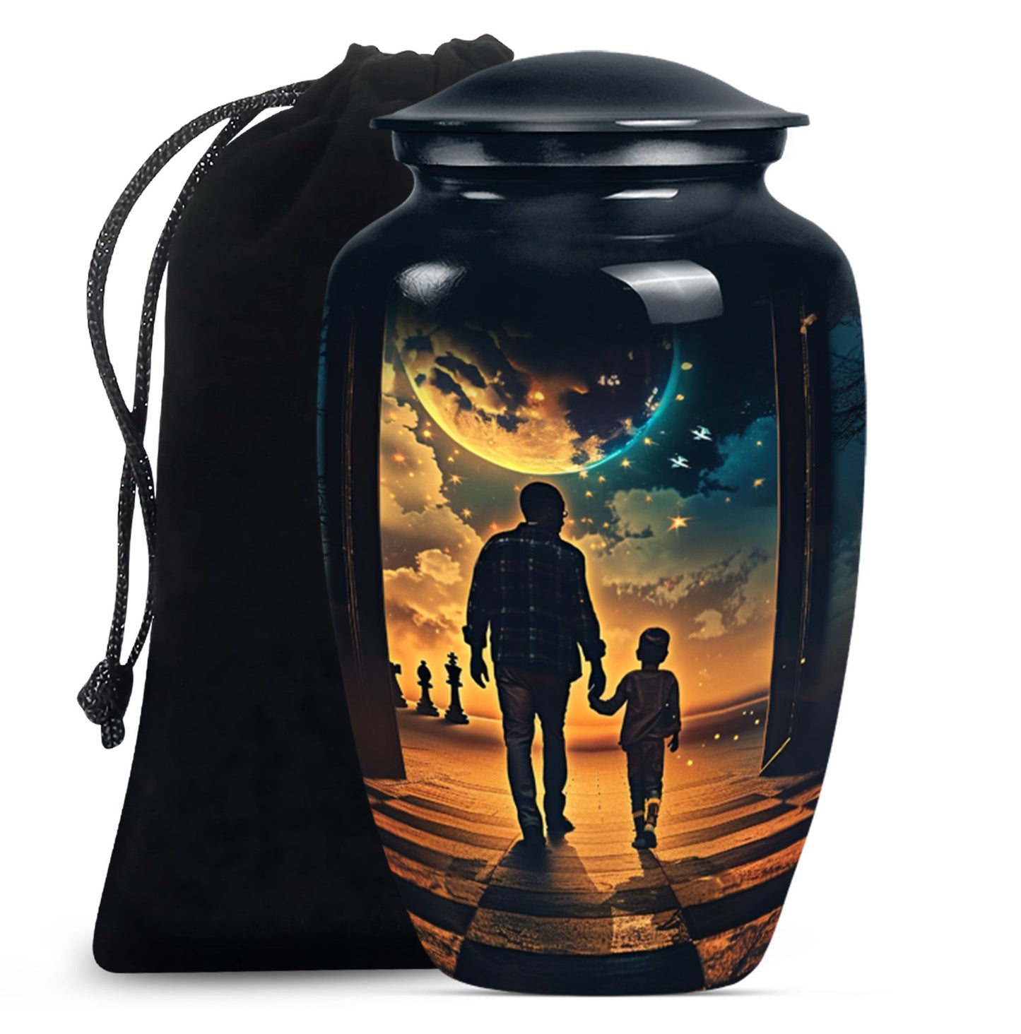 Personalized Father Keepsake Urn for Human Ashes - 10-inch, 200 cu in - Yatskia