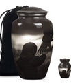 Father Urn, large aluminium burial funeral cremation urn.