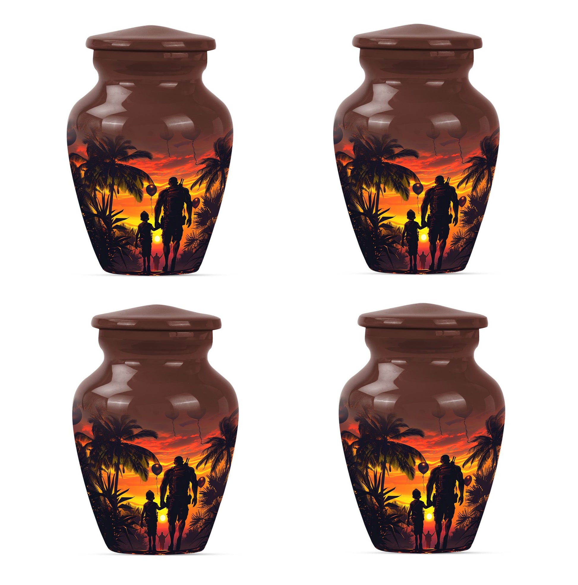 Father and Son Cremation Urns For Human Ashes - Sunset Funeral Urn
