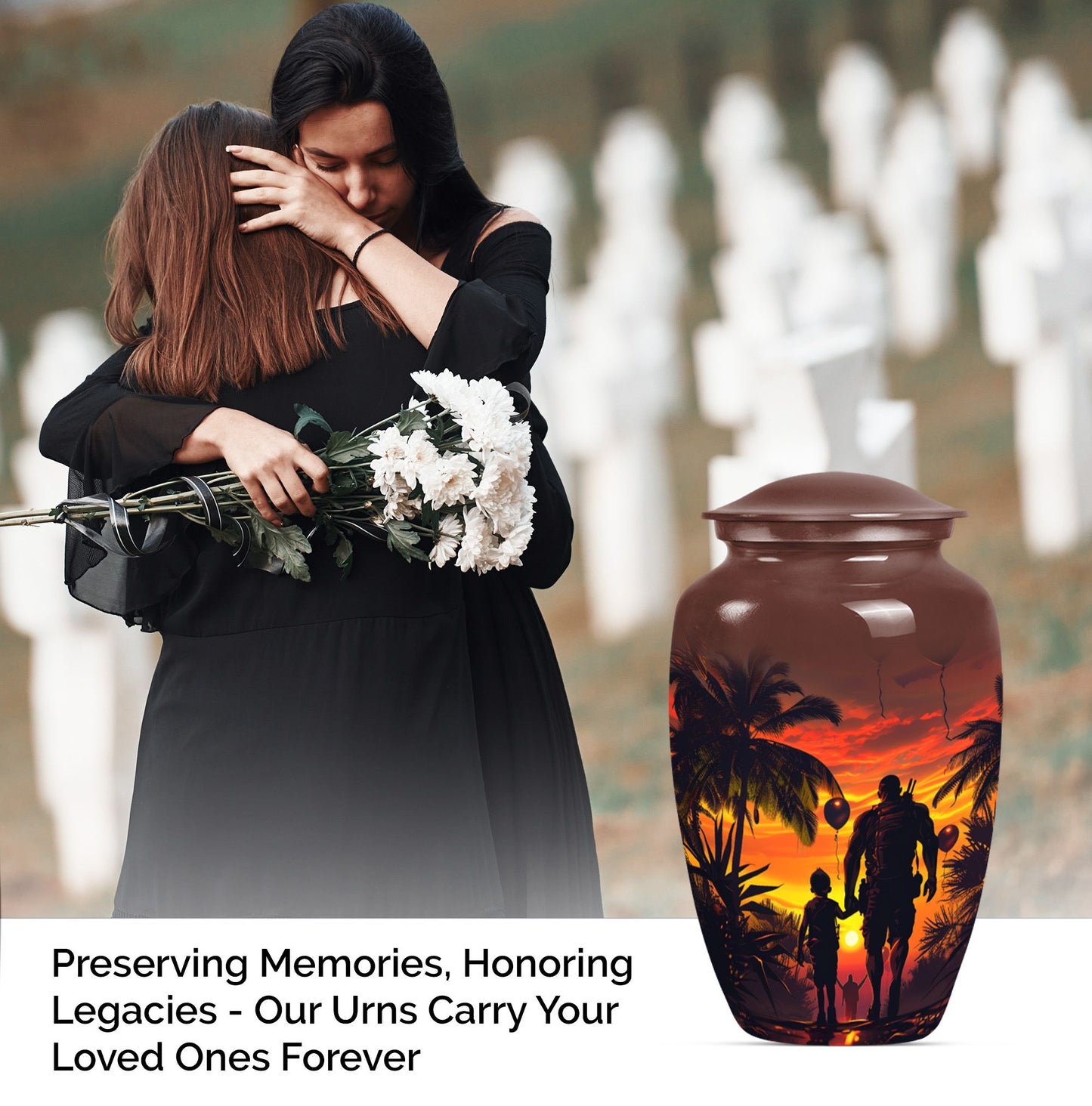 Classic 10-inch Father Urn,  large funeral urn