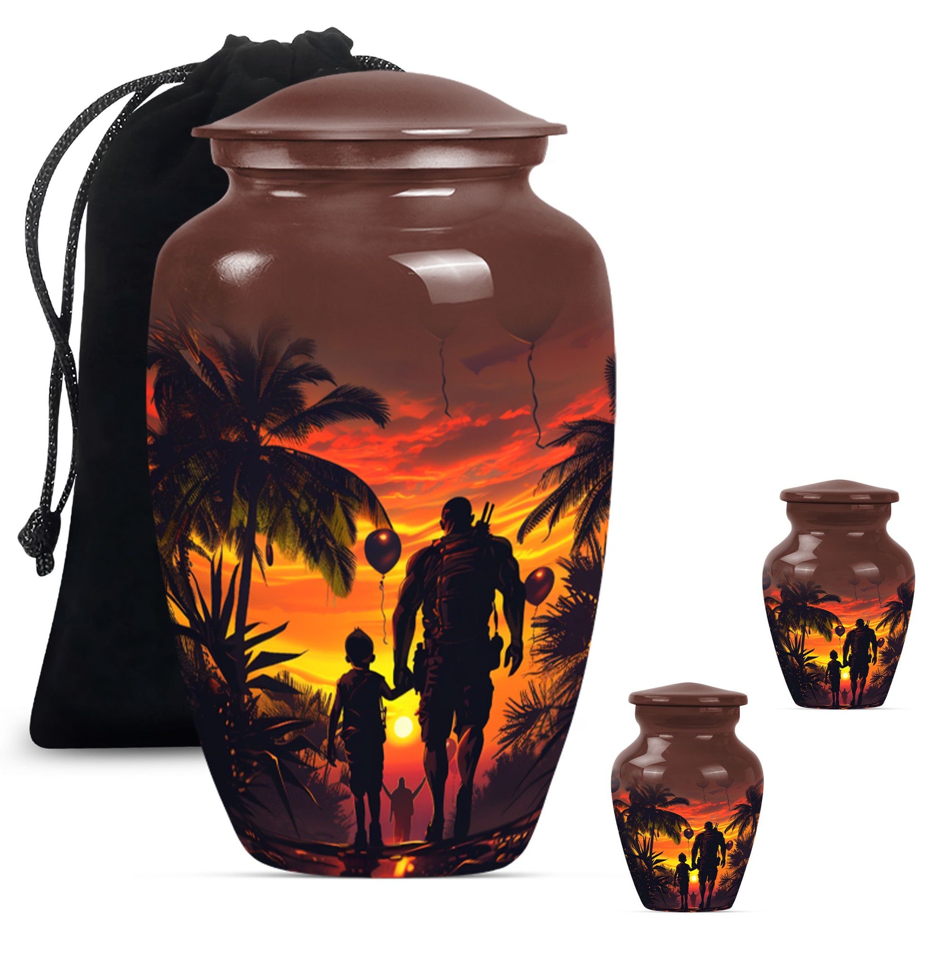 Father and Son Cremation Urns For Human Ashes - Sunset Funeral Urn