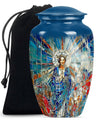 stained glass urn for human ashes.