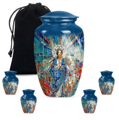 stained glass urn for human ashes.