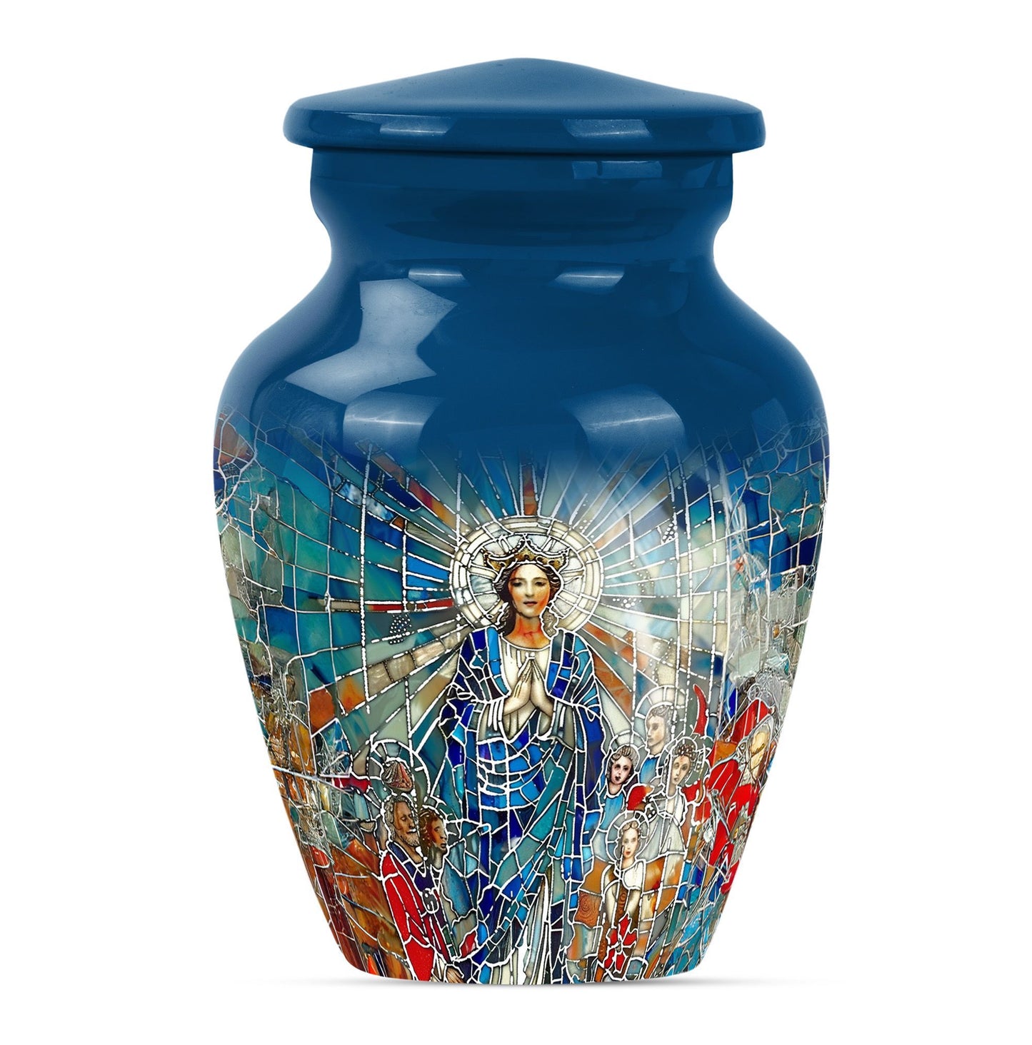 stained glass urn for human ashes.