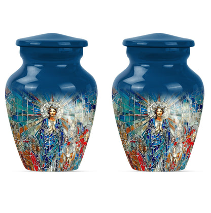 stained glass urn for human ashes.