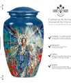 stained glass urn for human ashes.