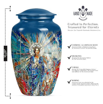 stained glass urn for human ashes.