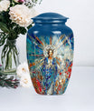 stained glass urn for human ashes.