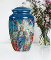 stained glass urn for human ashes.